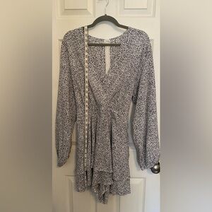 Sassy romper black-and-white leopard print